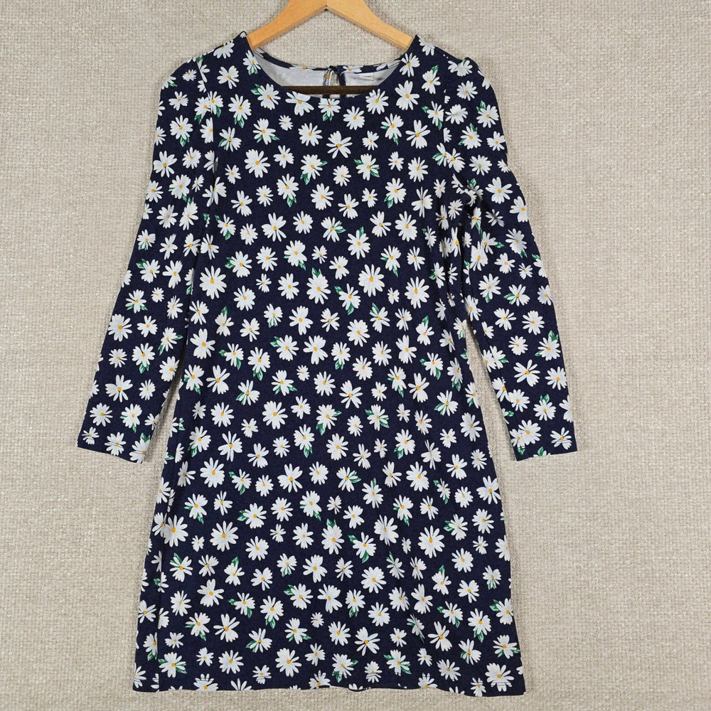Old Navy Womens Navy Blue Daisy Floral Long Sleeve Shift Dress Size Small
